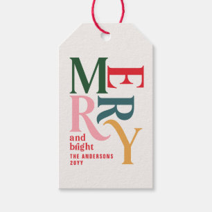 Moderne einfache rote farbenfrohe Weihnachten Geschenkanhänger