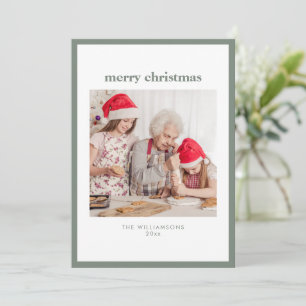 Moderne einfache Sagenrand-Weihnachtsfoto Feiertagskarte