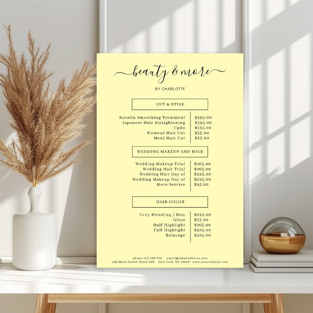Moderne einfache Salon-Preisliste Poster (Von Creator hochgeladen)