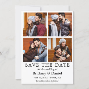 Moderne Einfache Save the Date 4-Fotokarte