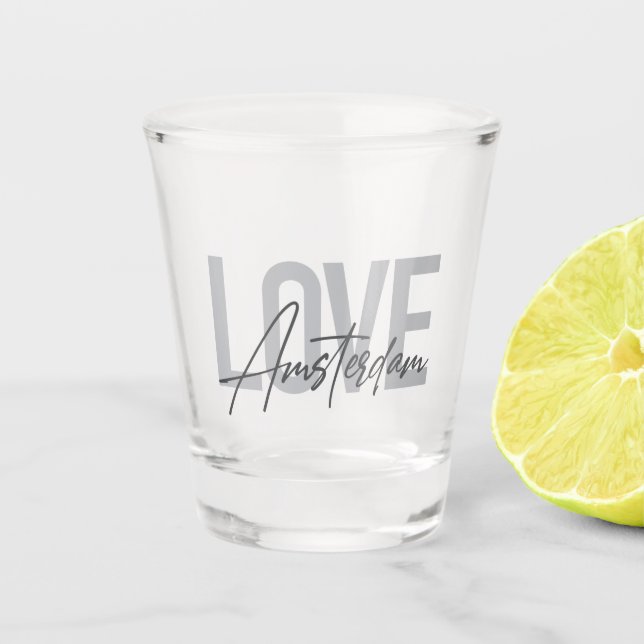 Moderne, einfache, schicke, coole Design-Liebe Ams Schnapsglas (Vorderseite)