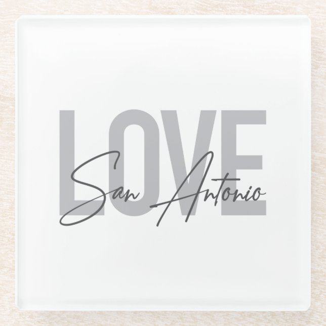 Moderne, einfache, schicke, coole Design Liebe San Glasuntersetzer (Vorderseite)