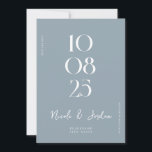 Moderne einfache, schicke, dusty Blue Wedding Save The Date<br><div class="desc">Moderne Hochzeiten sichern das Datum mit elegantem Design und minimalistischem Stil.</div>