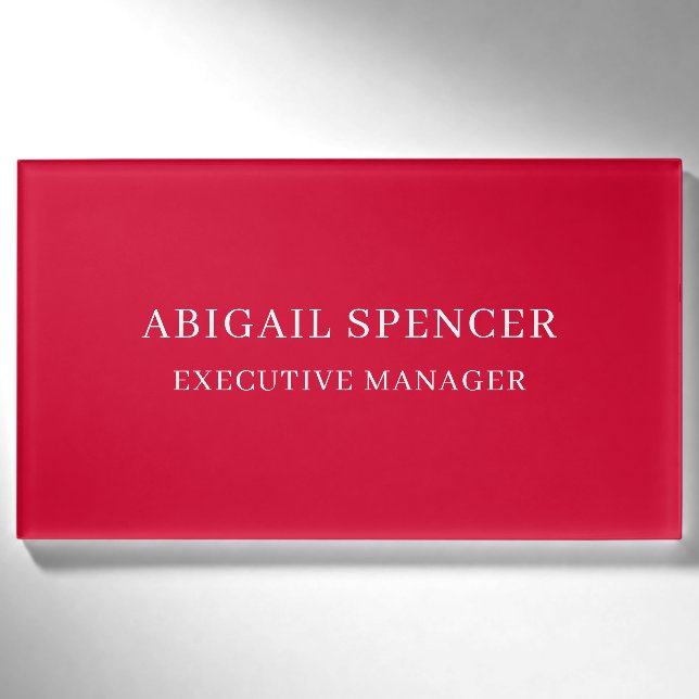 Moderne einfache schlichte kirschrote Professional Namenschild (Vorderseite)