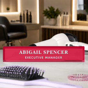 Moderne einfache Schlichte Kirschrote Professional Namensplakette