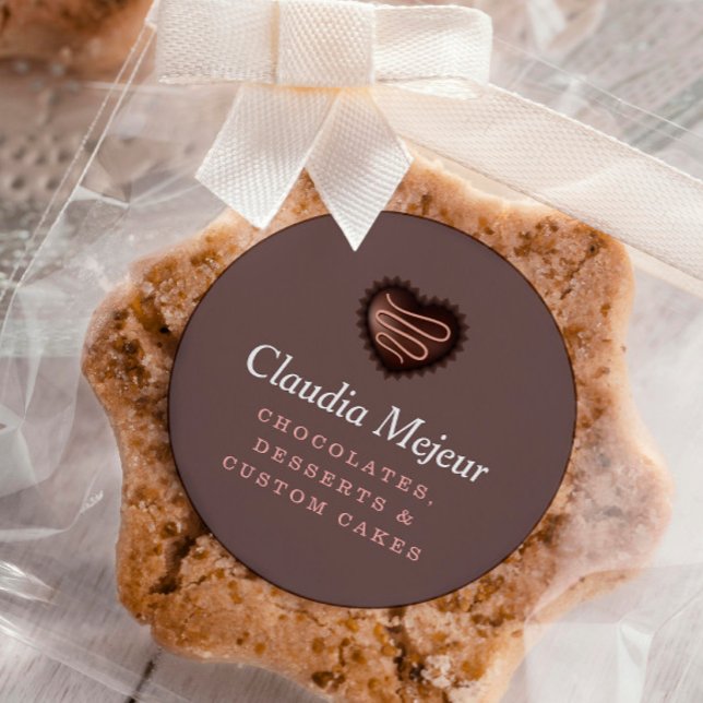 Moderne einfache Schokolade Brown Runder Aufkleber (Von Creator hochgeladen)