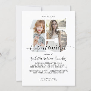 Moderne einfache Schrift 15 Quinceanera Foto Gebur Einladung