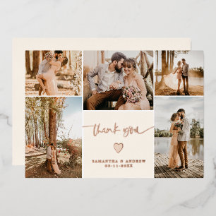 Moderne einfache Schrift 5 Fotos Danke Hochzeit Folieneinladung
