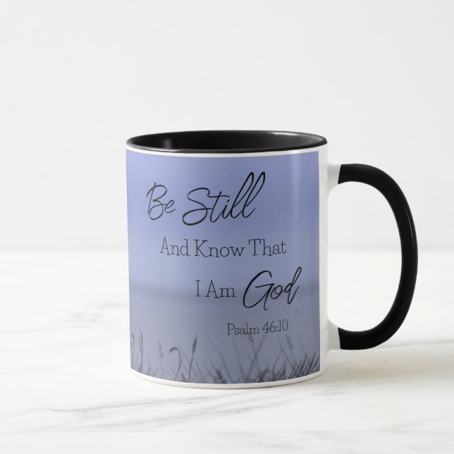 Moderne einfache Schrift Blaue Weizenfelder Tasse (Rechts)