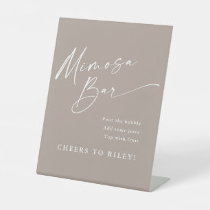 Moderne einfache Schrift neutrale Mimosa-Bar Sockelschild