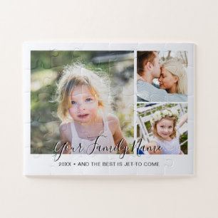 Moderne einfache Schriftfamilien-Fotocollage Puzzle