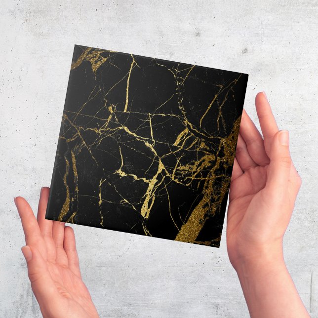 Moderne, einfache Schwarz-Gold-Imitate - Marmorpla Fliese (black and gold marble effect ceramic tiles)