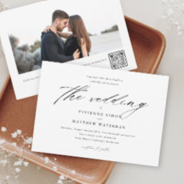 Moderne, einfache Schwarz-Weiß-Foto-Hochzeit Einladung