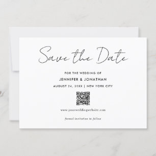 Moderne, einfache Schwarz-Weiß-Handschrift Save The Date
