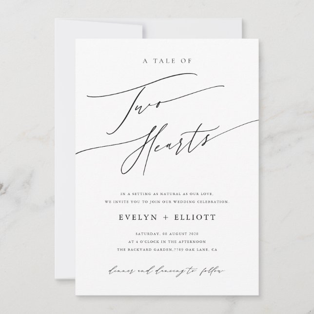 Moderne einfache Schwarz-Weiß-Hochzeit Einladung (Vorderseite)