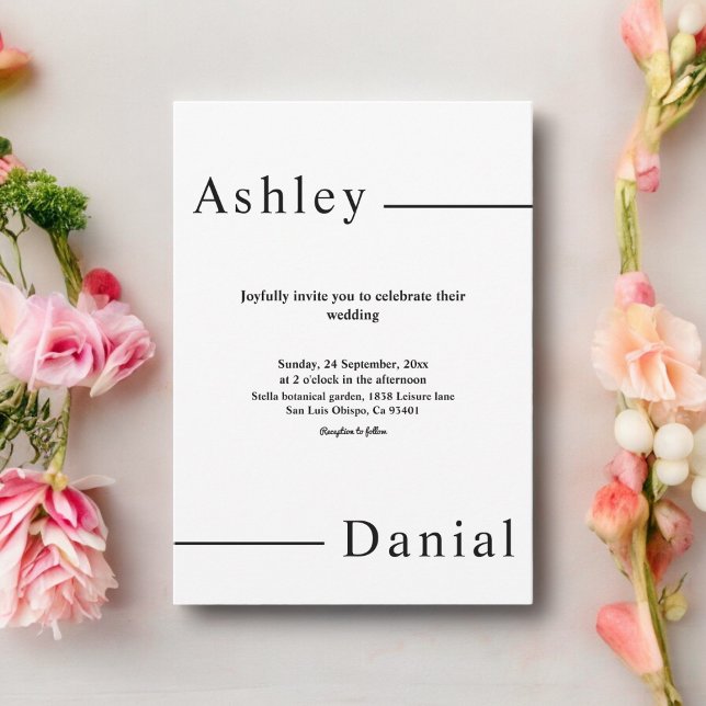 Moderne, einfache Schwarz-Weiß-Hochzeit Einladung (Von Creator hochgeladen)