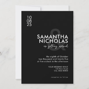 Moderne einfache Schwarz-Weiß-Hochzeit Einladung