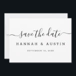 Moderne, einfache Schwarz-Weiß-Hochzeit Save The Date<br><div class="desc">Moderne,  schlichte Schwarz-Weiß-Hochzeit Save the Date. Personalisieren Sie die Schriftart mit Ihren Daten.</div>