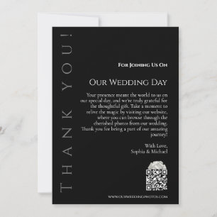 Moderne einfache Schwarz-Weiß-Hochzeit Vielen Dank Einladung