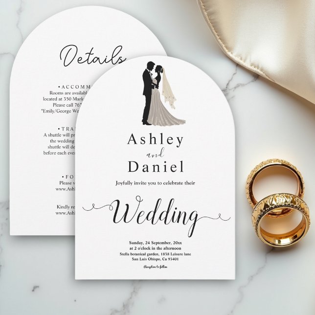 Moderne, einfache Schwarz-Weiß-Romantik-Hochzeit Einladung (Von Creator hochgeladen)