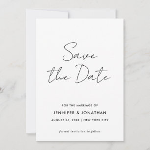 Moderne einfache Schwarz-Weiß-Vorlage für Skript Save The Date