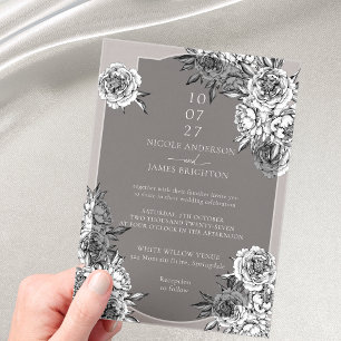 Moderne, einfache, schwarz-weiße Hochzeit Acryleinladungen