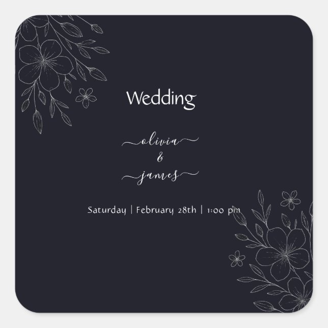 Moderne, einfache schwarz-weiße, minimalistische,  quadratischer aufkleber (Vorderseite)