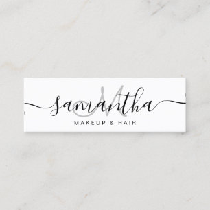 Moderne, einfache Schwarz-weiße Monogramm-Make-up Mini Visitenkarte