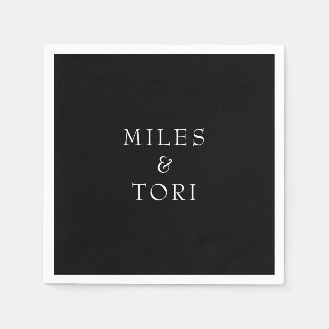 Moderne, einfache Schwarze Hochzeit Serviette (Vorderseite)