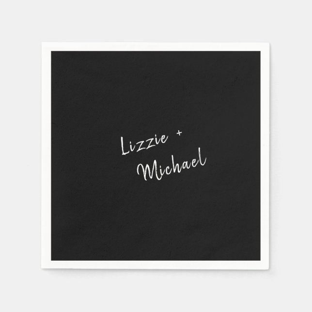 Moderne einfache schwarze Individuelle Namen Serviette (Vorderseite)