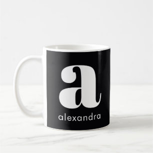 Moderne einfache schwarze Monogramm Anfangsbuchsta Kaffeetasse