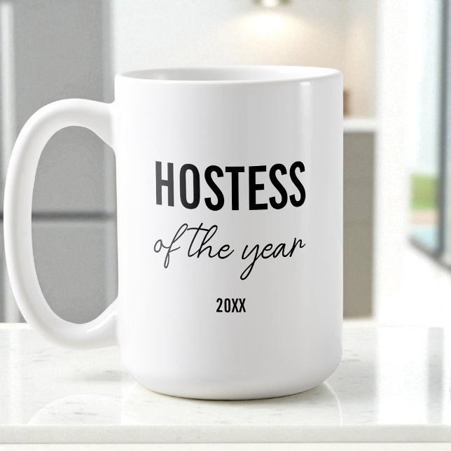 Moderne einfache schwarze Schrift personalisierte  Kaffeetasse (Modern Simple Black Script Personalized Hostess Coffee Mug)