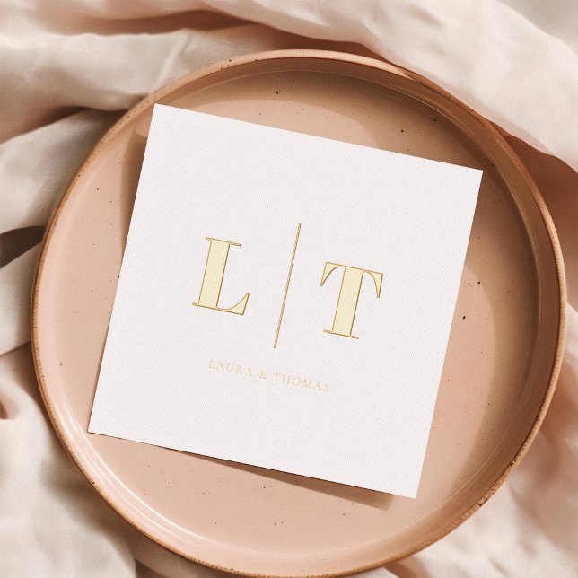 Moderne einfache Serif-Monogramm-Hochzeit Servietten Mit Folie (Von Creator hochgeladen)