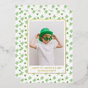 Moderne einfache Shamrock St. Patrick's Day Foto Folien Feiertagskarte