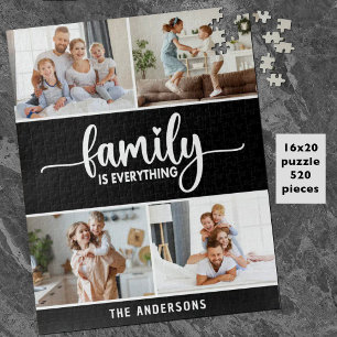 Moderne einfache Skriptfamilienfoto Puzzle
