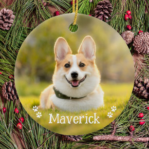 Moderne einfache stilvolle personalisierte Fotogra Keramik Ornament