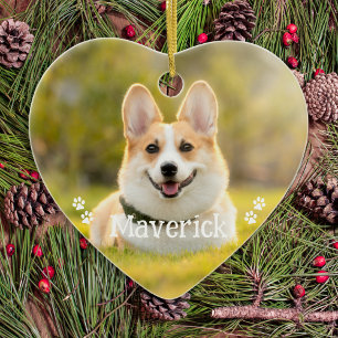 Moderne einfache stilvolle personalisierte Hund Fo Keramik Ornament