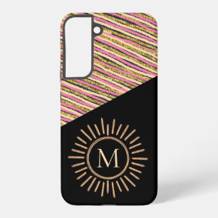 Moderne einfache Streifen Monogram farbenfroh Gold Samsung Galaxy Hülle