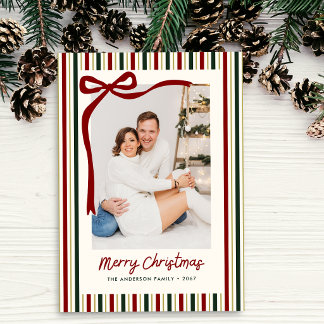 Moderne einfache Streifen Weihnachten Familienfoto