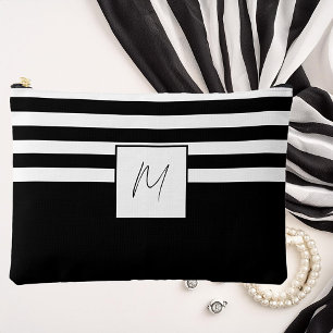 Moderne einfache Streifenmonogramme Zubehörtasche