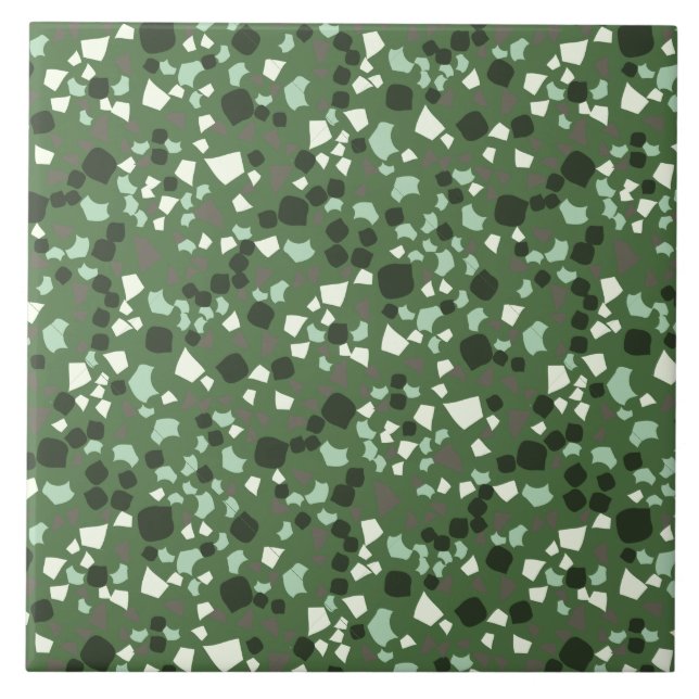 Moderne einfache Terrazzo Grüne Tile Fliese (Vorderseite)