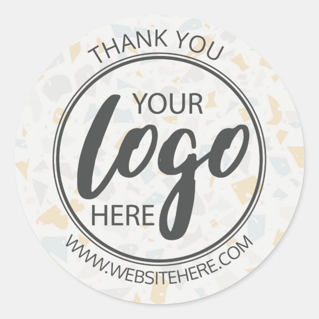 Moderne, einfache Terrazzo-Keramik - Ihr Logo hier Runder Aufkleber (Vorderseite)