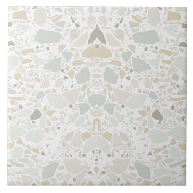 Moderne einfache Terrazzo-Weißfliese Fliese (Vorderseite)