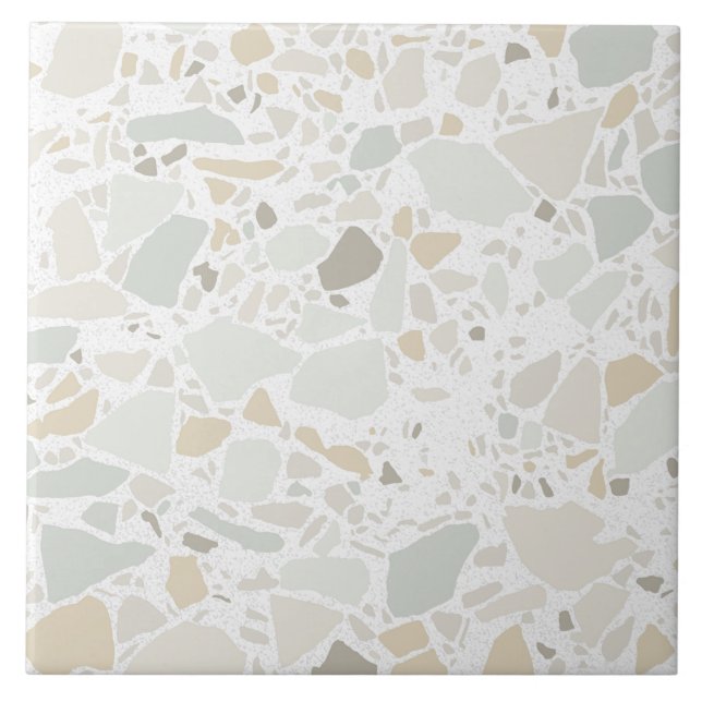 Moderne einfache Terrazzo-Weißfliese Fliese (Vorderseite)