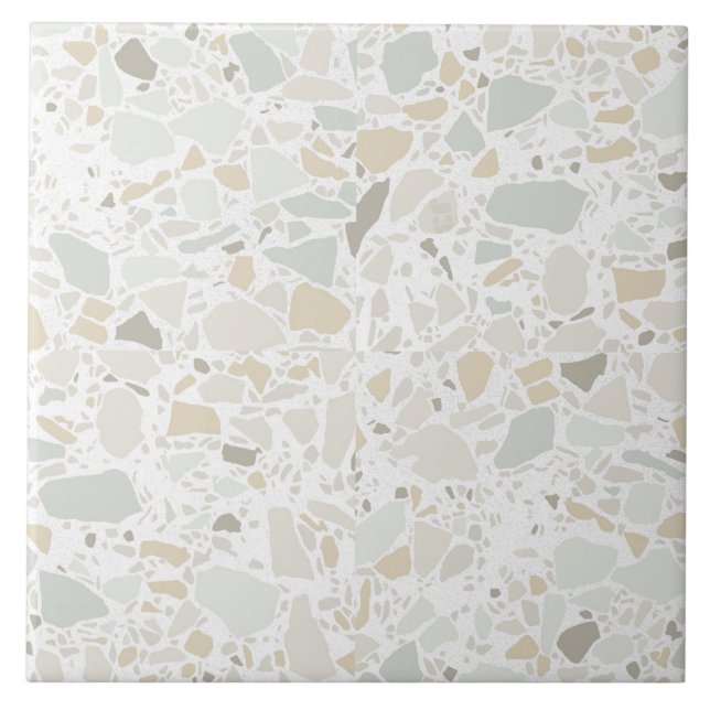 Moderne einfache Terrazzo-Weißfliese Fliese (Vorderseite)