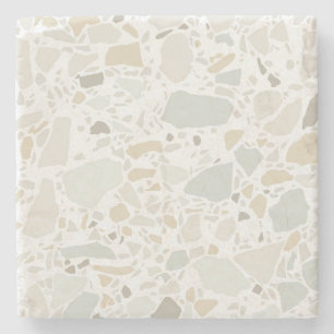 Moderne einfache Terrazzo-Weißfliese Steinuntersetzer