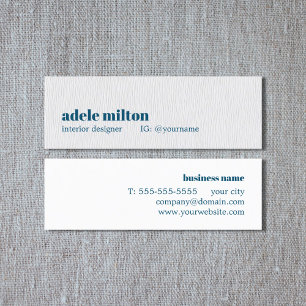 Moderne einfache Textur Weiß Blau Innenarchitektur Mini Visitenkarte