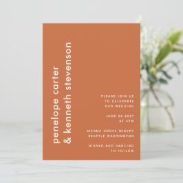 Moderne einfache Typografie | Burnt Orange Wedding Einladung