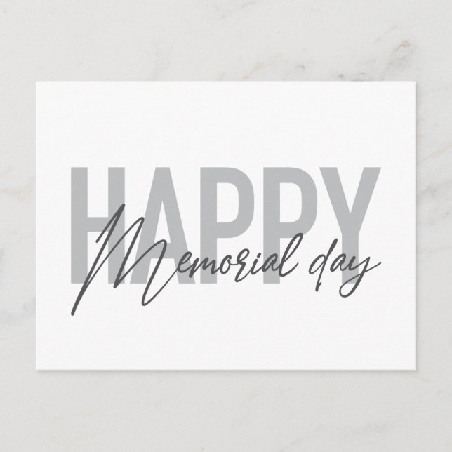 Moderne, einfache Typografie des Happy Memorial Da Postkarte (Vorderseite)