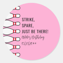 Moderne, einfache und allzeitalte Rosa Bowling Geb Runder Aufkleber